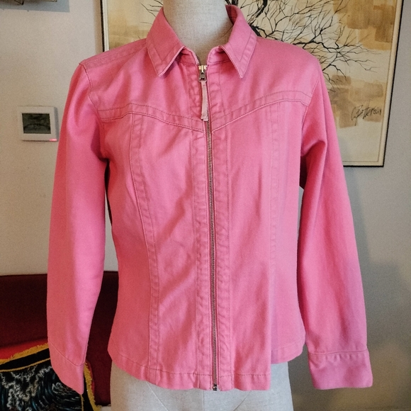 CAbi Jackets & Coats Nwt Pink Jean Jacket By Cabi Poshmark